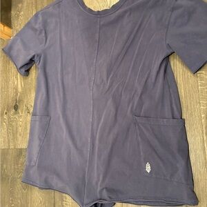 Free People Hot Shot Tee Romper Blue Indigo XS
